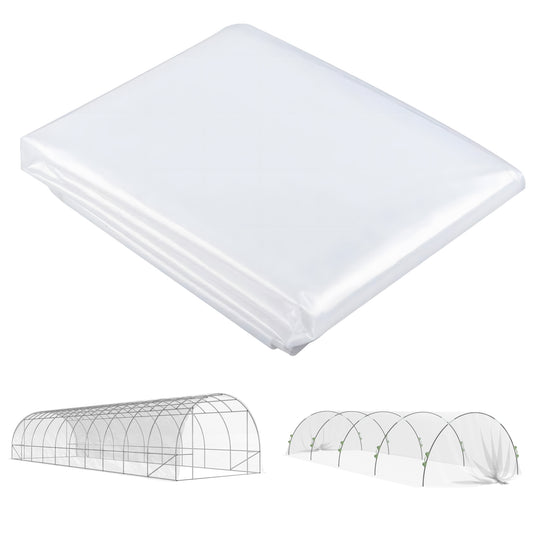 Photo of Outsunny 6 X 10m Heavy Duty (150um/6mil) Polypropylene Greenhouse Cover Replacement, UV Resistant Waterproof Plastic Polytunnel Cover, Clear in Clear colour on a white background