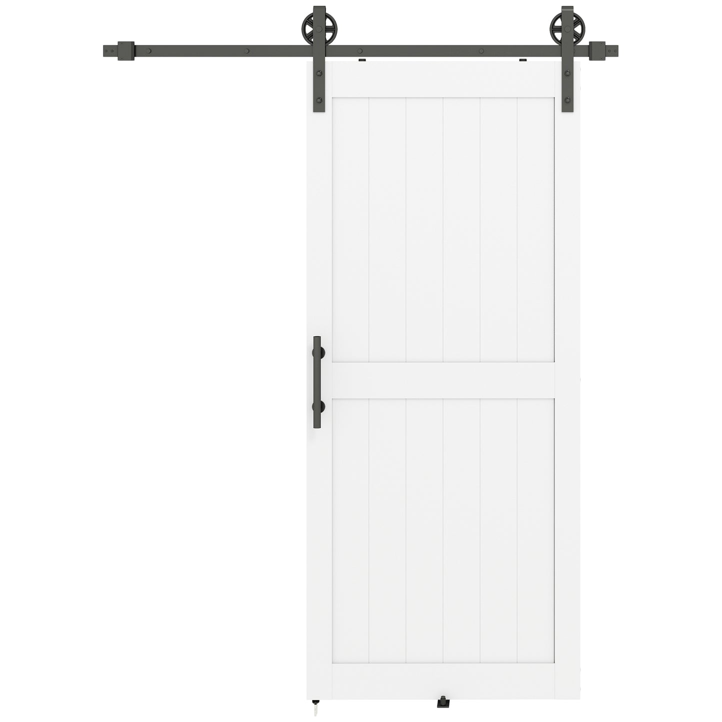 Photo of HOMCOM 183cm Sliding Barn Door Kit, Sliding Door with Track, Hardware, Upgraded Rollers and Floor Guide, Handle, White in White colour on a white background