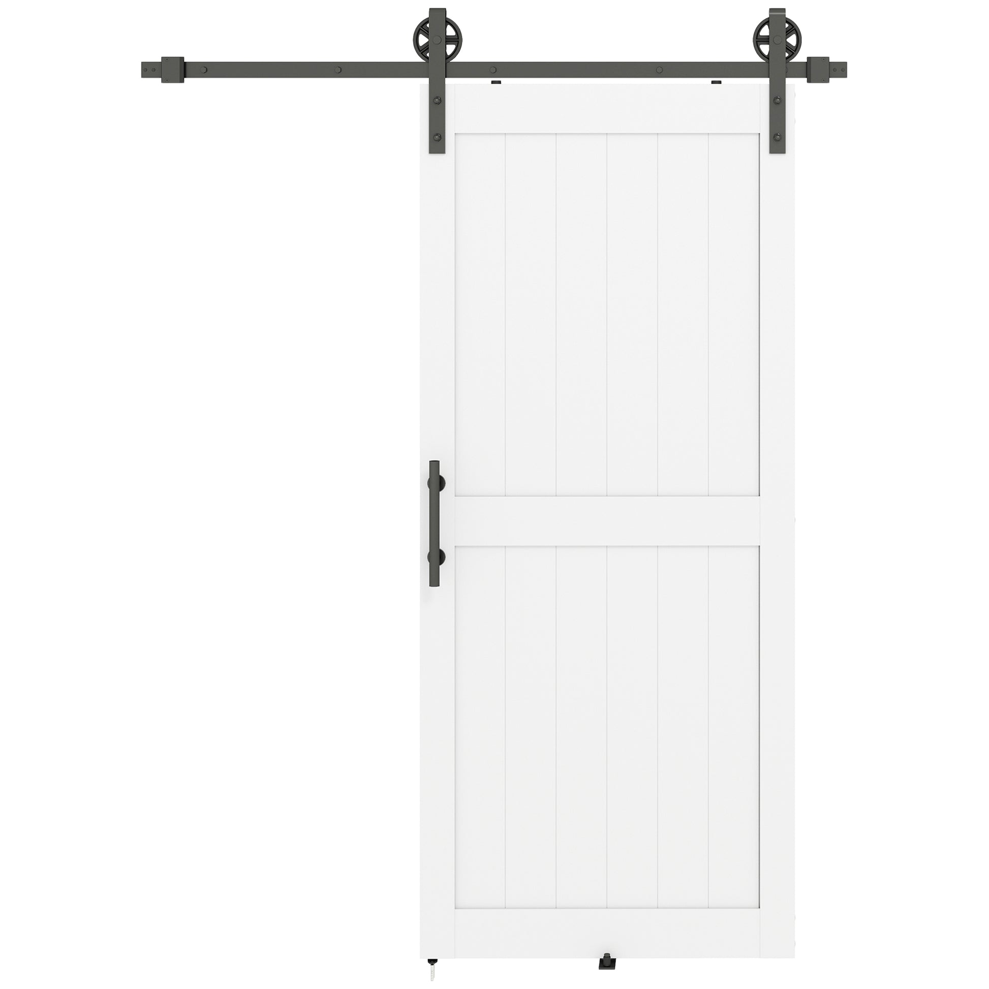 Photo of HOMCOM 183cm Sliding Barn Door Kit, Sliding Door with Track, Hardware, Upgraded Rollers and Floor Guide, Handle, White in White colour on a white background