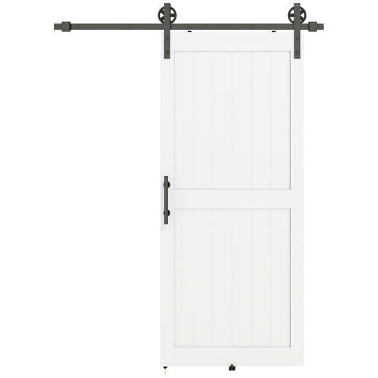 Photo of HOMCOM 183cm Sliding Barn Door Kit, Sliding Door with Track, Hardware, Upgraded Rollers and Floor Guide, Handle, White in White colour on a white background