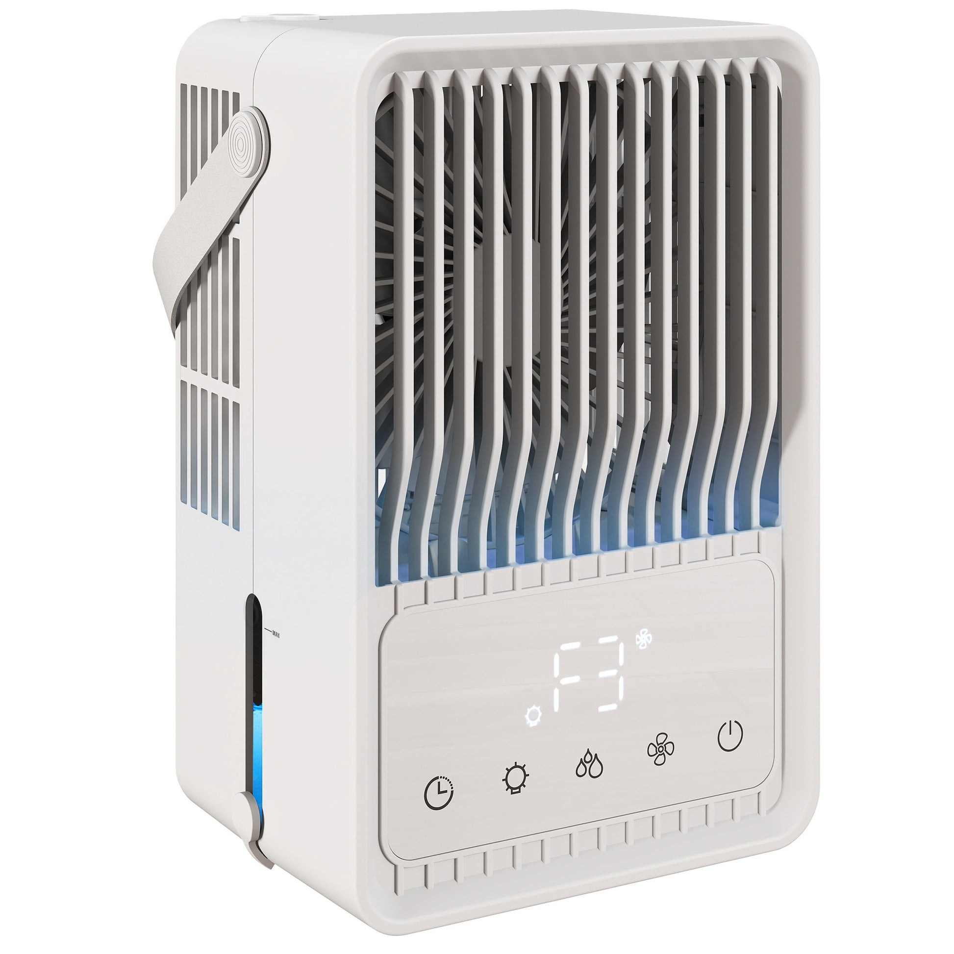 Photo of HOMCOM Portable Air Conditioner, 4-in-1 Mini Air Cooler with 3 Wind Speed, 2 Mist Mode, 7 Colour RGB Light, White in White colour on a white background