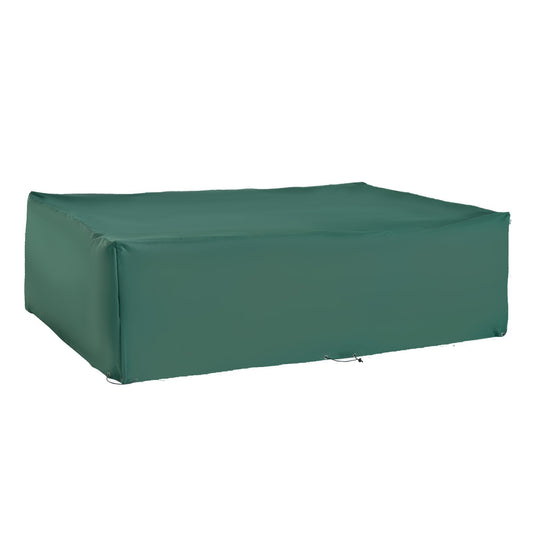 Photo of Outsunny Garden Furniture Cover, Oxford Fabric Outdoor Rectangular Rattan Furniture Cover with PE Coating, Waterproof, Windproof, Anti-UV, 222 x 155 x 67cm, Green in Green colour on a white background
