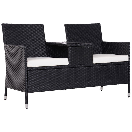 Photo of Outsunny 2-Seater Rattan Chair Set W/Middle Tea Table-Black in Table-Black colour on a white background