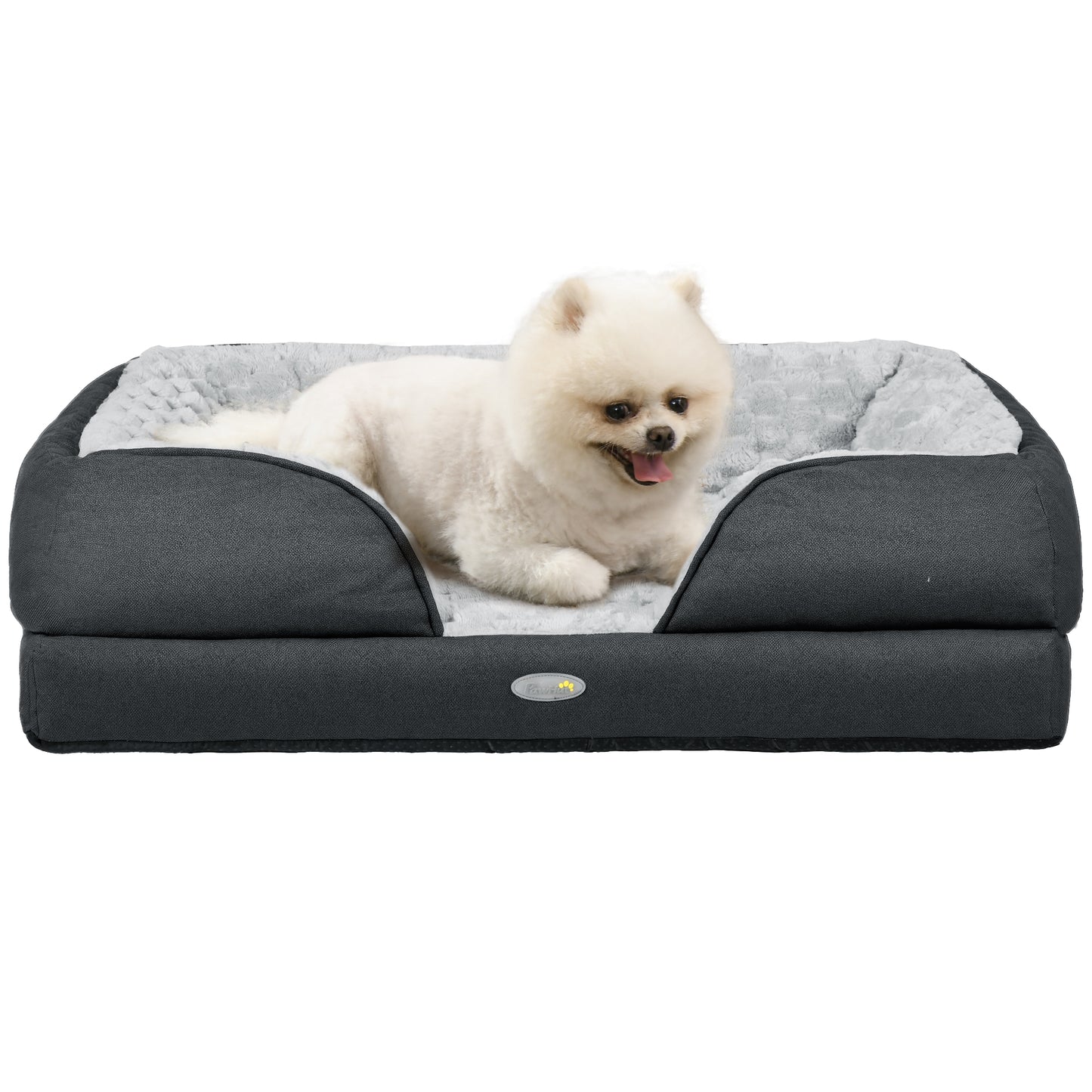 Photo of PawHut Calming Dog Bed Pet Mattress w/ Removable Cover, Anti-Slip Bottom, for Small Dogs, 70L x 50W x 18Hcm - Charcoal Grey in Grey colour on a white background