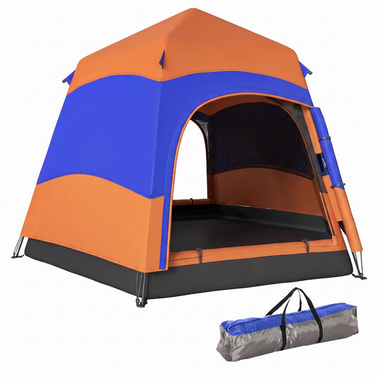 Photo of Outsunny 3 Man Instant Pop Up Tent with Rainfly, Portable Camping Shelter with Sewn-in Groundsheet, Carry Bag, Orange in Orange colour on a white background