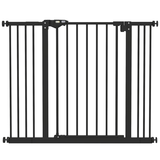 Photo of PawHut Adjustable Safety Gate w/ Two Extensions, Four Adjustable Screws, Black in Black colour on a white background