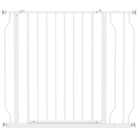 Photo of PawHut Wide Dog Safety Gate, with Door Pressure, for Doorways, Hallways, Staircases - White in White colour on a white background