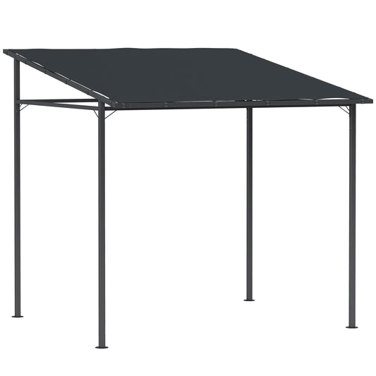 Photo of Outsunny 2.4 x 2.4 m Wall Mounted Pergola Gazebo with PA Coating Fabric and Metal Frame, UPF30+, Lean to Garden Gazebo, Wind Resistant Outdoor Sun Shade Shelter for Garden, Deck, Dark Grey in Grey colour on a white background