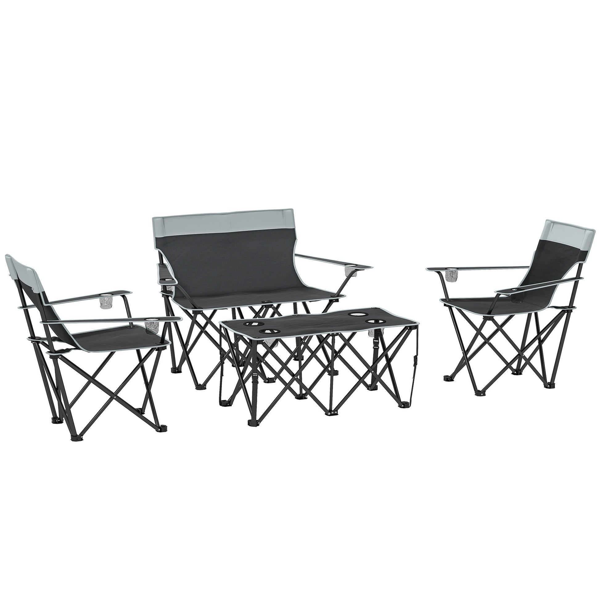 Photo of Outsunny Four-Piece Portable Picnic Table Set - Grey in Grey colour on a white background