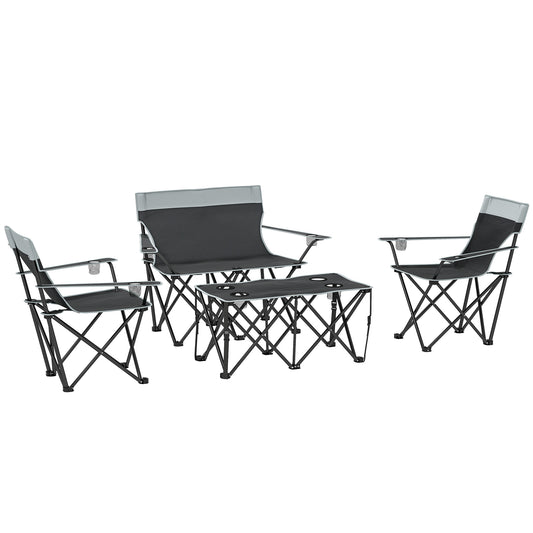 Photo of Outsunny Four-Piece Portable Picnic Table Set - Grey in Grey colour on a white background