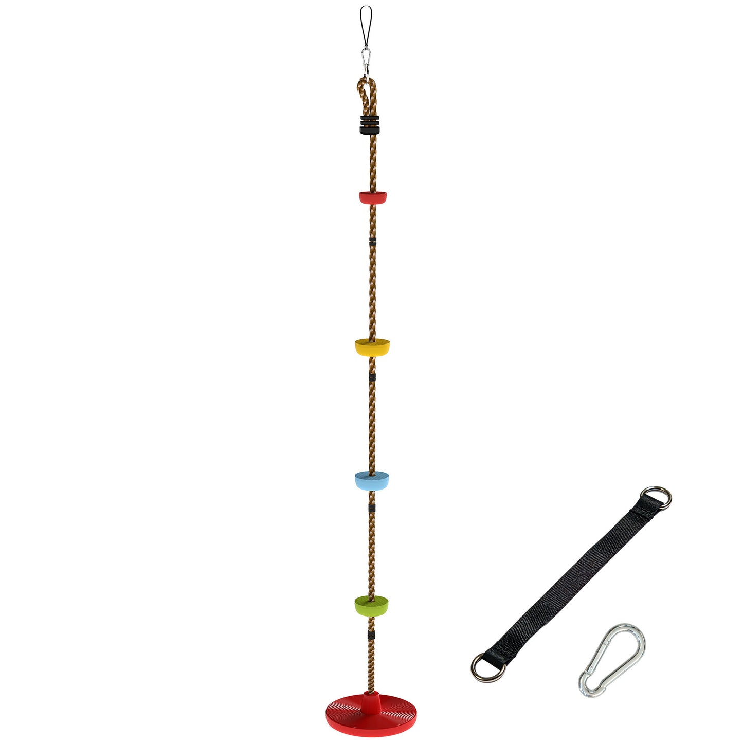 Photo of AIYAPLAY Climbing Rope, Kids Tree Swing Kit with Platforms and Disc Swings Seat, Obstacle Course Kids for Garden, Red in Red colour on a white background