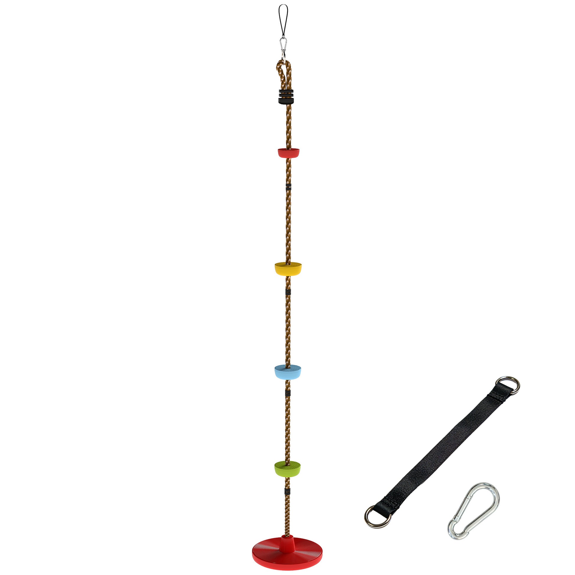 Photo of AIYAPLAY Climbing Rope, Kids Tree Swing Kit with Platforms and Disc Swings Seat, Obstacle Course Kids for Garden, Red in Red colour on a white background