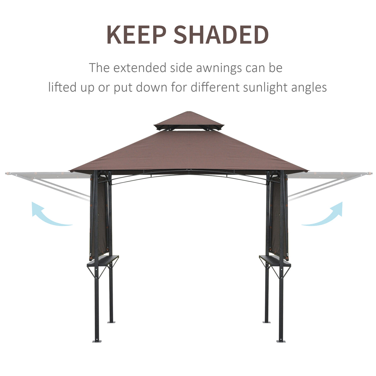 Outsunny grill gazebo with side awnings shown raised and lowered