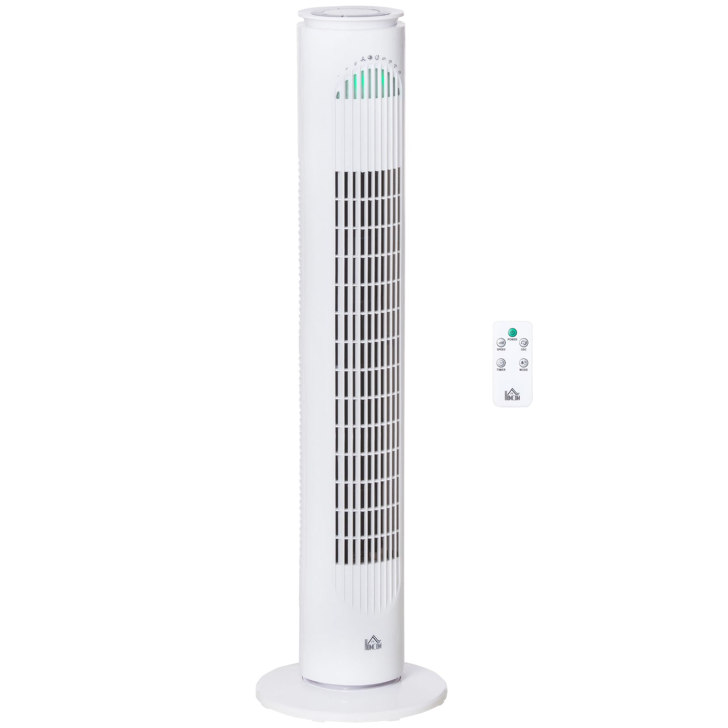 Photo of HOMCOM 30'' Freestanding Tower Fan, 3 Speed 3 Mode, 10h Timer, 70 Degree Oscillation, LED Light, 5M Remote Controller, White in White colour on a white background