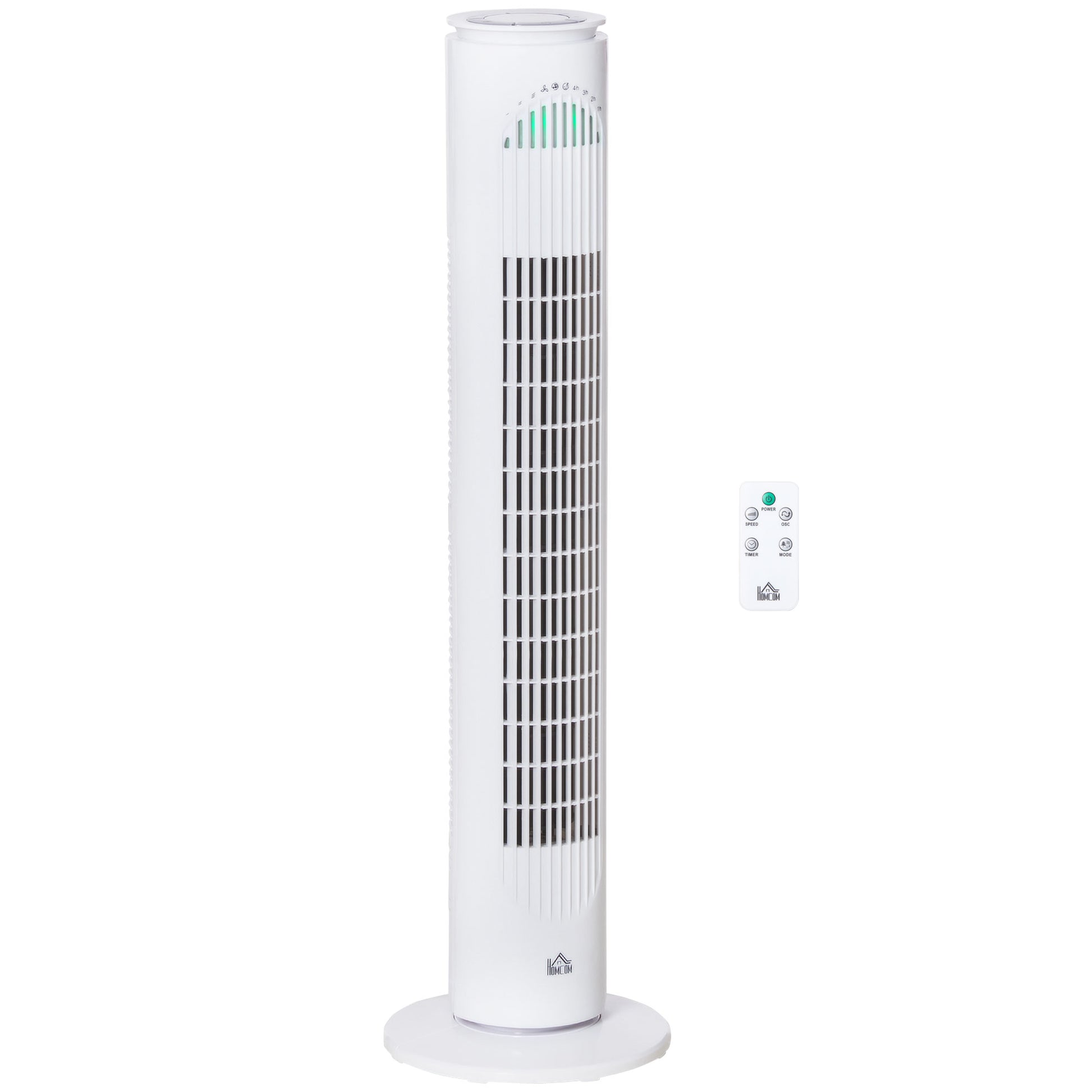 Photo of HOMCOM 30'' Freestanding Tower Fan, 3 Speed 3 Mode, 10h Timer, 70 Degree Oscillation, LED Light, 5M Remote Controller, White in White colour on a white background