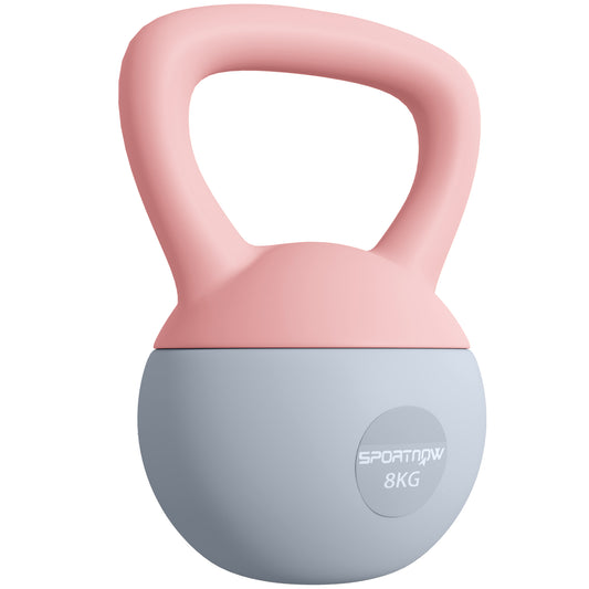 Photo of SPORTNOW 8KG Soft Kettlebell, Kettlebell with Non-Slip Handle for Home Gym, Weight Lifting, Strength Training, Pink/Grey in Pink/Grey colour on a white background
