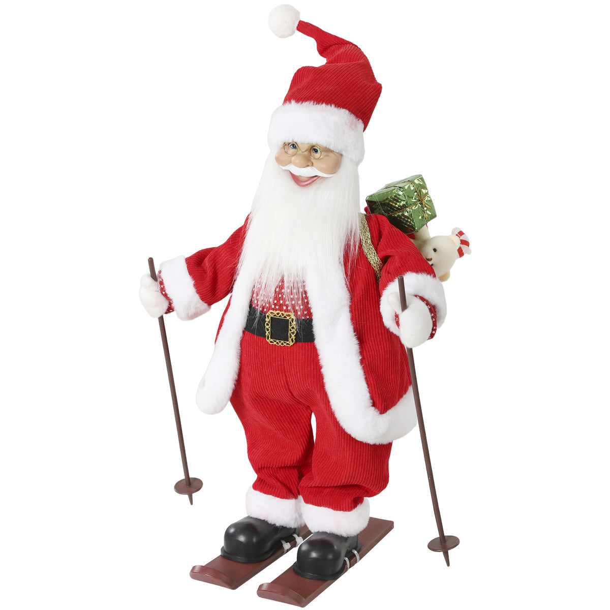 Photo of HOMCOM 2ft Singing Skiing Santa Claus, Standing Christmas Animated Santa Figure with Ski Board, Sack, Sound/Touch Activated in Activated colour on a white background