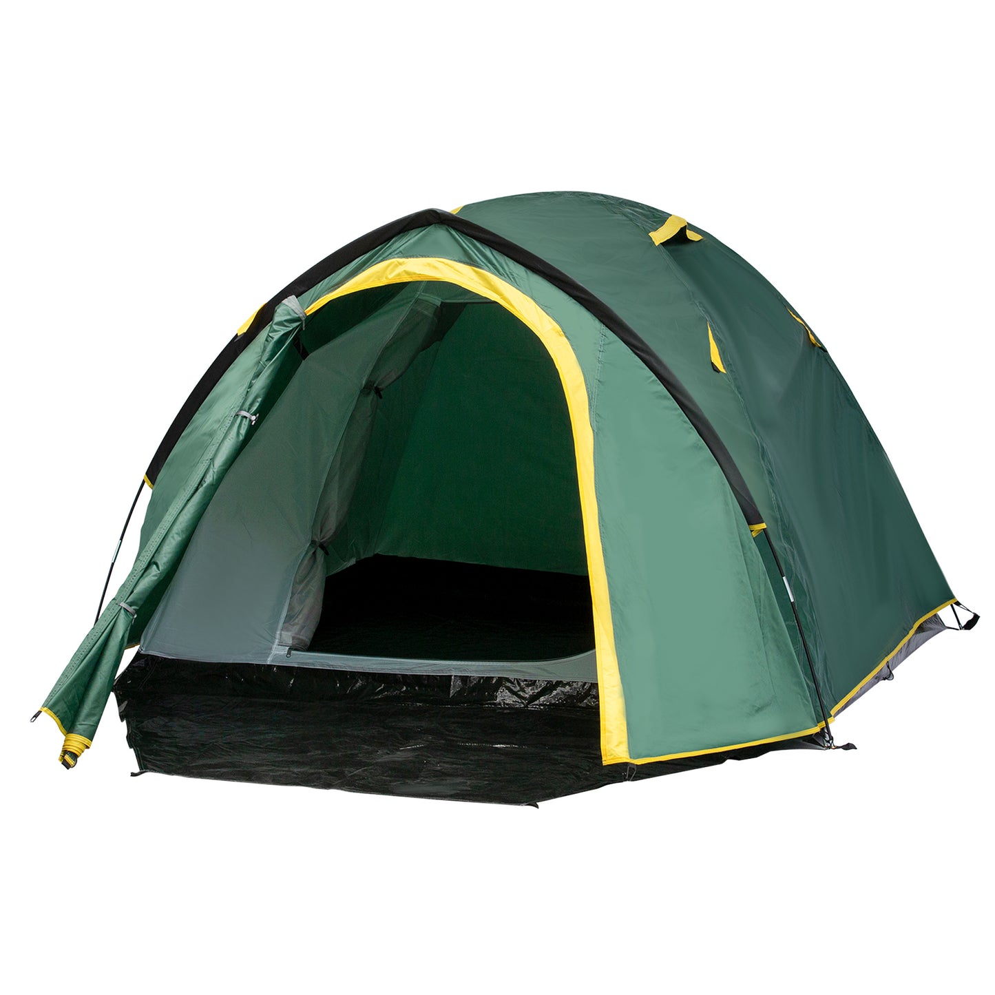 Photo of Outsunny Dome Tent for 2 Person Camping Tent with Large Windows, Waterproof Green and Yellow in Yellow colour on a white background