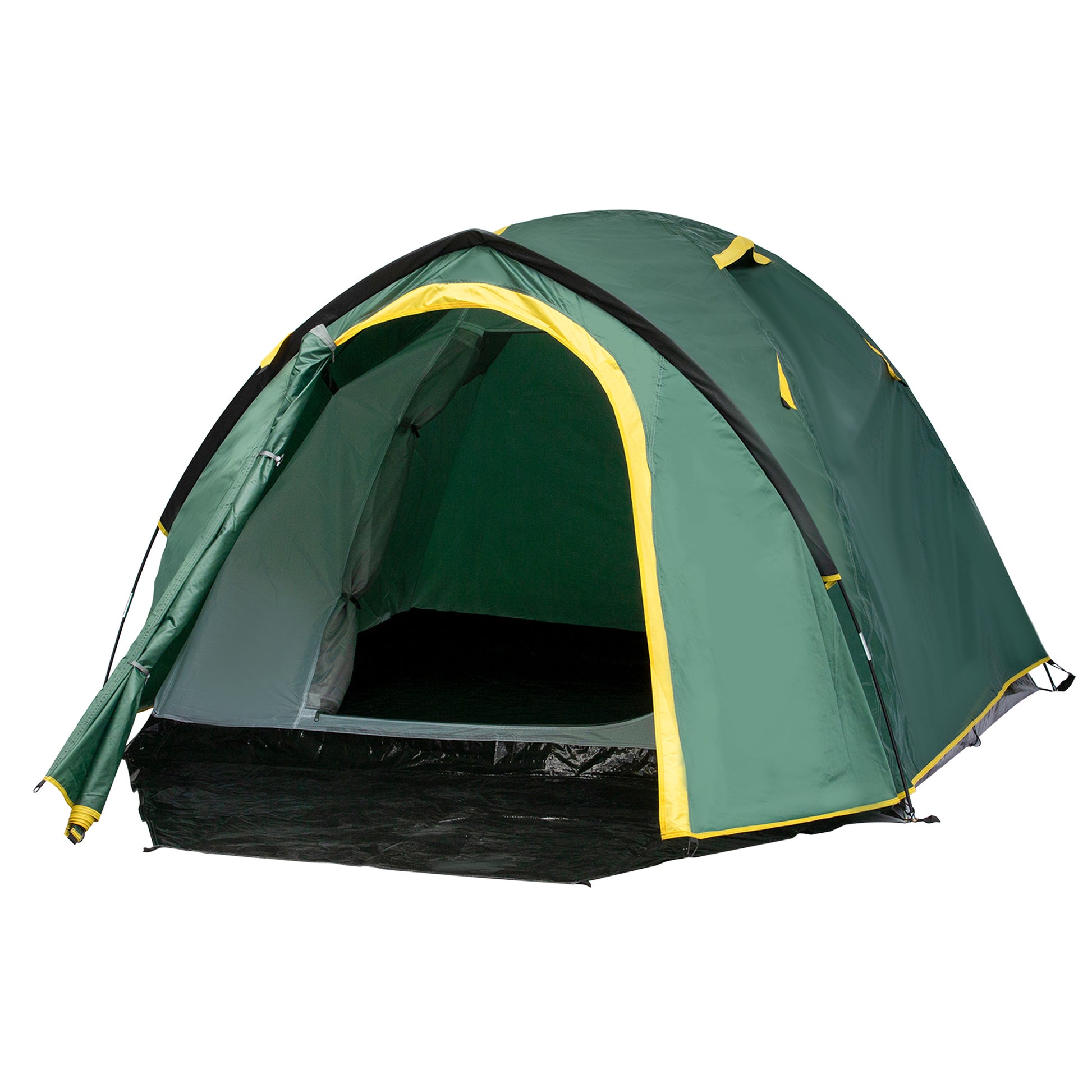 Photo of Outsunny Dome Tent for 2 Person Camping Tent with Large Windows, Waterproof Green and Yellow in Yellow colour on a white background