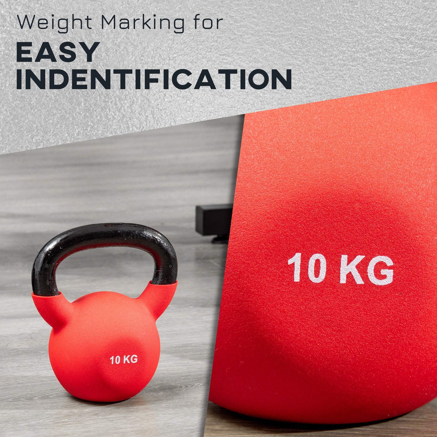HOMCOM Kettlebell, 10kg Kettle Bell with Non-Slip Handle for Home Gym Weight Lifting and Strength Training, Red