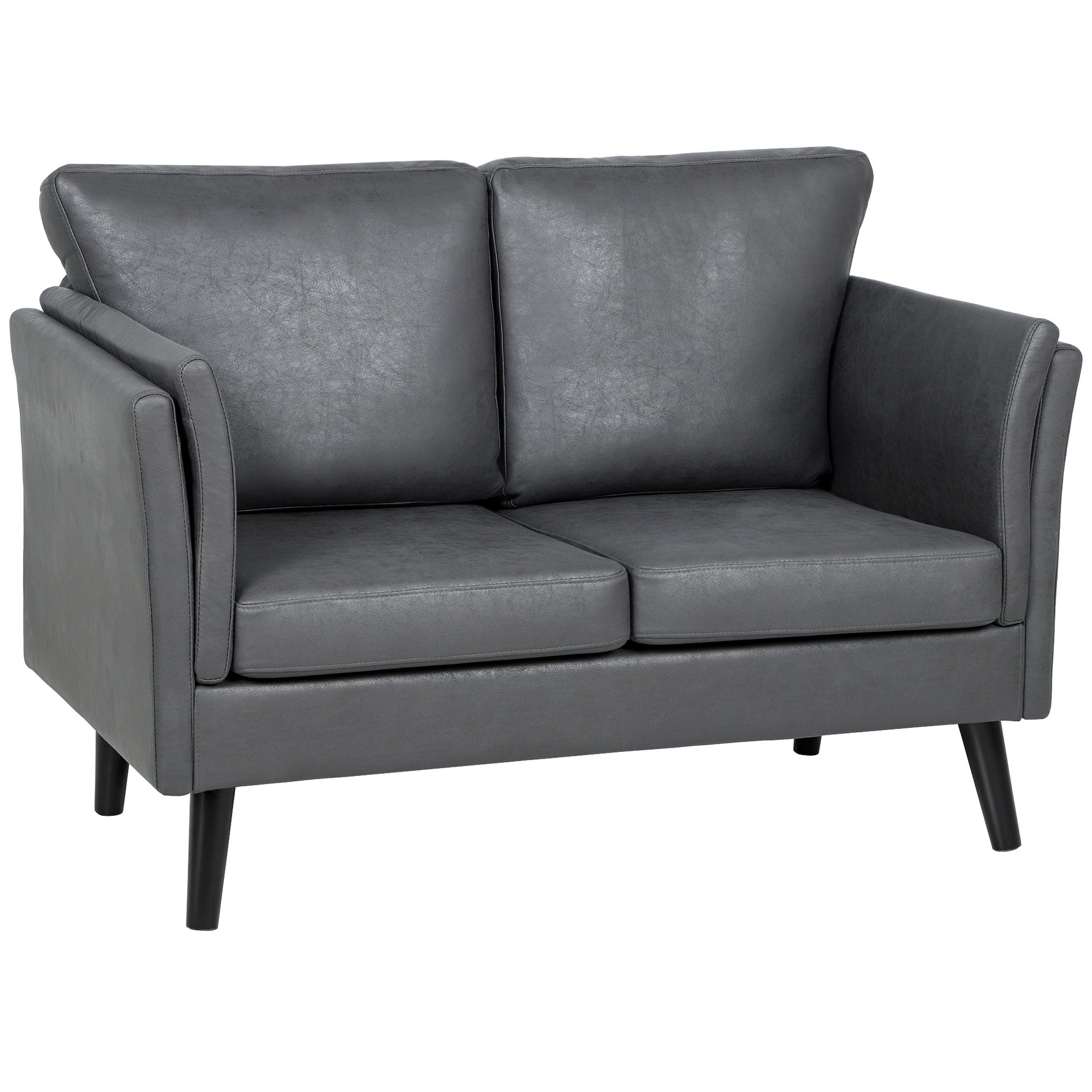 Photo of HOMCOM Two-Seater Leathaire Sofa - Grey in Grey colour on a white background