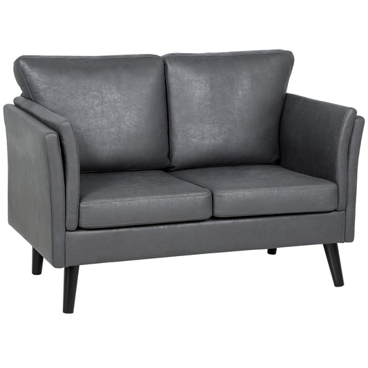 Photo of HOMCOM Two-Seater Leathaire Sofa - Grey in Grey colour on a white background