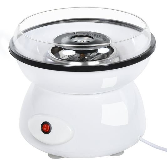 Photo of HOMCOM 450W Candy Floss Machine, Professional Automatic Cotton Candy Sweet Machine with Candyfloss Sticks, Spoon, Splash Guard, Non-Slip Base for Birthday Christmas Wedding Party, Funfair Style, White in White colour on a white background