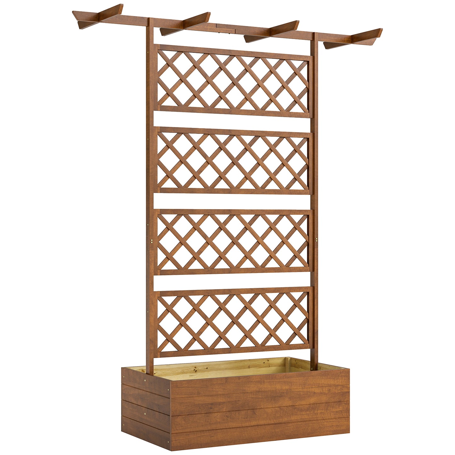 Photo of Outsunny Wooden Trellis Planter Box, Raised Garden Bed to Grow Vegetables, Herbs and Flowers, Orange in Orange colour on a white background