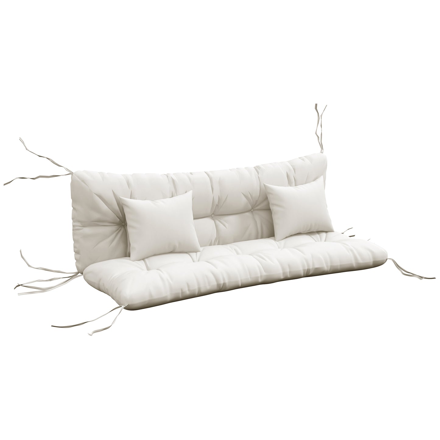 Photo of Outsunny Back and Seat Cushion Replacement with 2 Pillows, Patio Chair Cushions Set with Ties, White in White colour on a white background