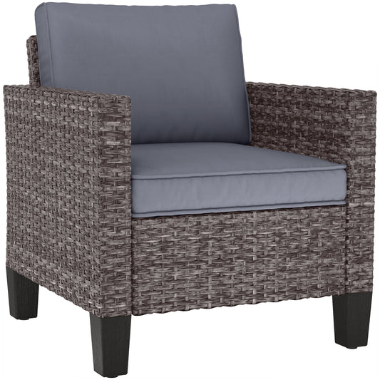 Photo of Outsunny Single Rattan Armchair, with Cushions - Mixed Grey in Grey colour on a white background