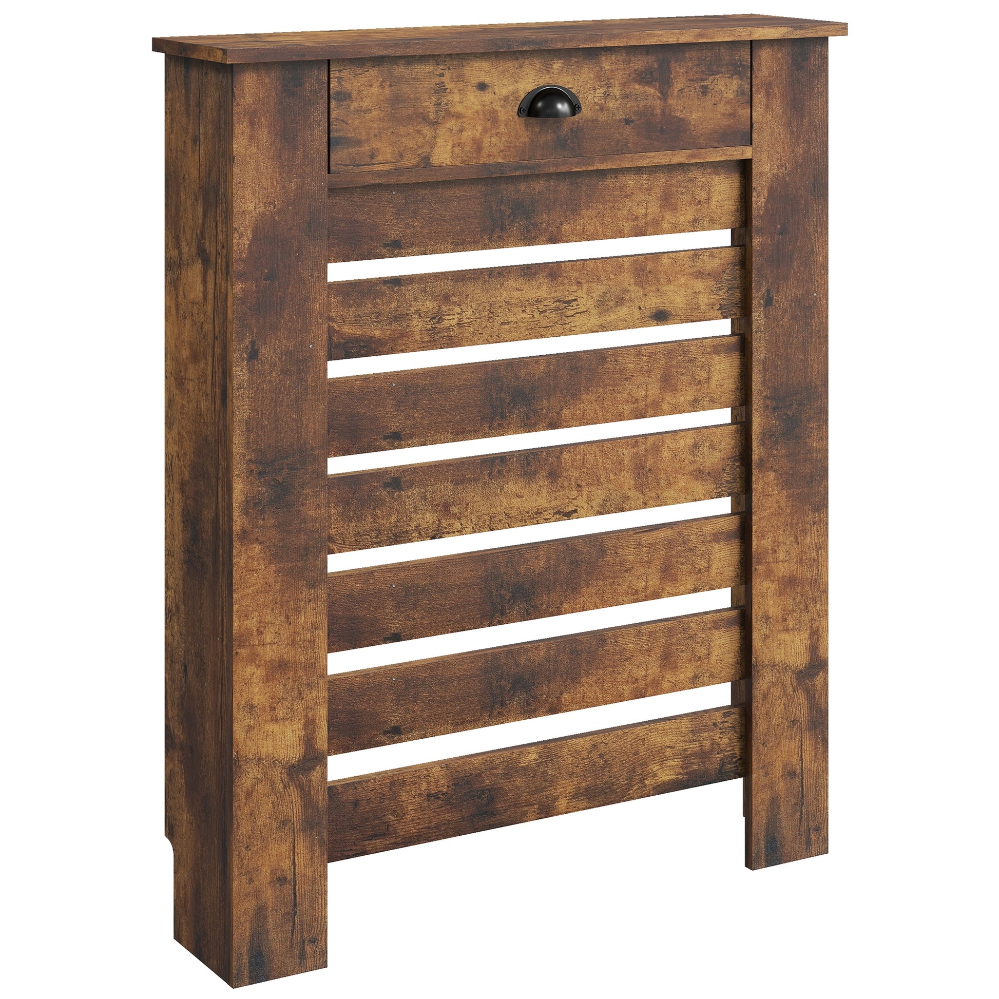 Photo of HOMCOM 95.5H x 78Wcm Radiator Cover, with Drawer - Rustic Brown in Brown colour on a white background