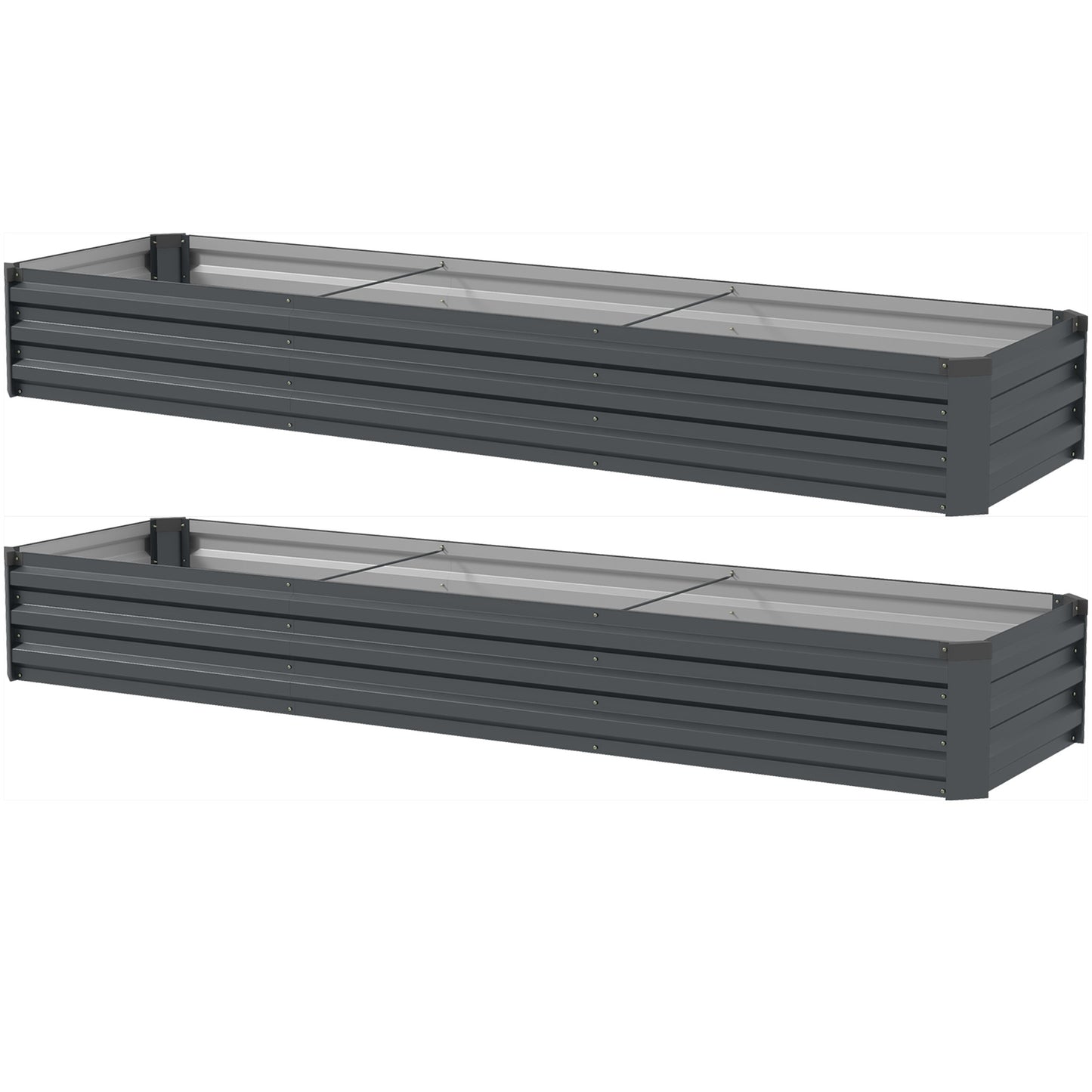 Photo of Outsunny 60 x 240cm Galvanised Steel Planter, with Open Bottom, Pack of 2 in 2 colour on a white background