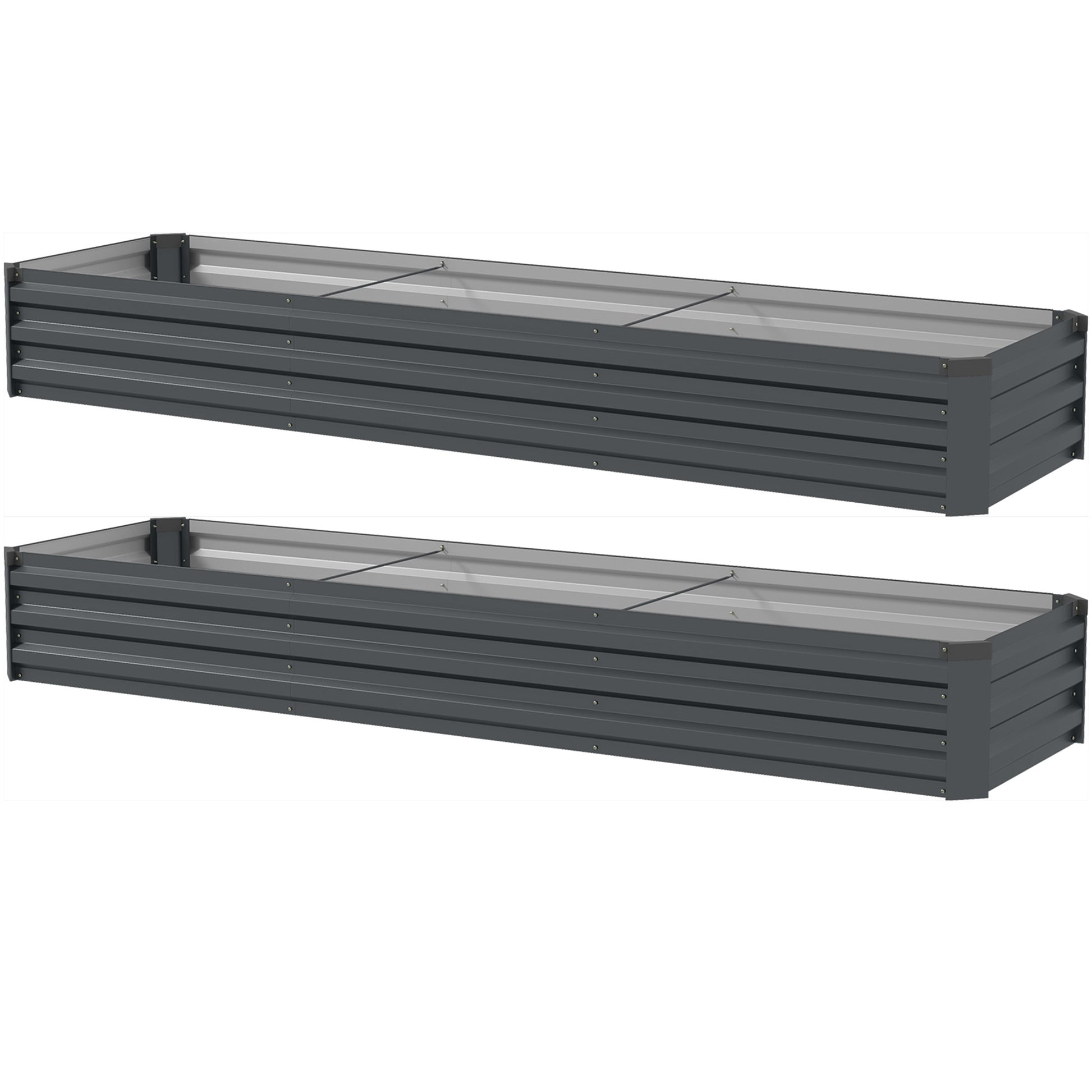 Photo of Outsunny 60 x 240cm Galvanised Steel Planter, with Open Bottom, Pack of 2 in 2 colour on a white background