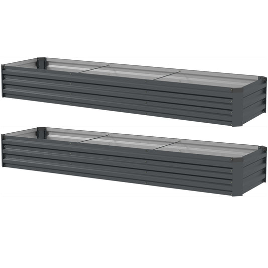 Photo of Outsunny 60 x 240cm Galvanised Steel Planter, with Open Bottom, Pack of 2 in 2 colour on a white background