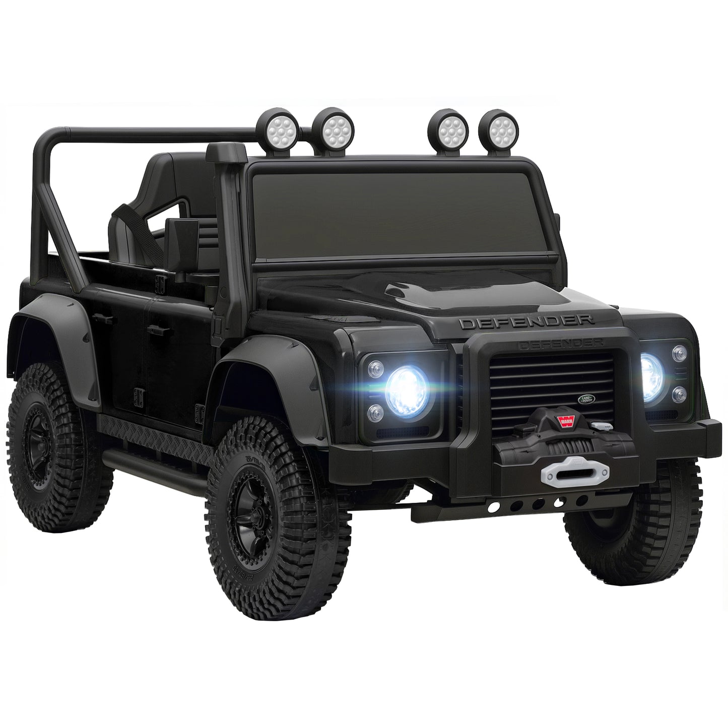Photo of AIYAPLAY Kids Ride On Car with Remote Control, Music, Horn, 4 Spring Suspension Wheels, LED Lights for 3-5 Years Old, Black in Black colour on a white background