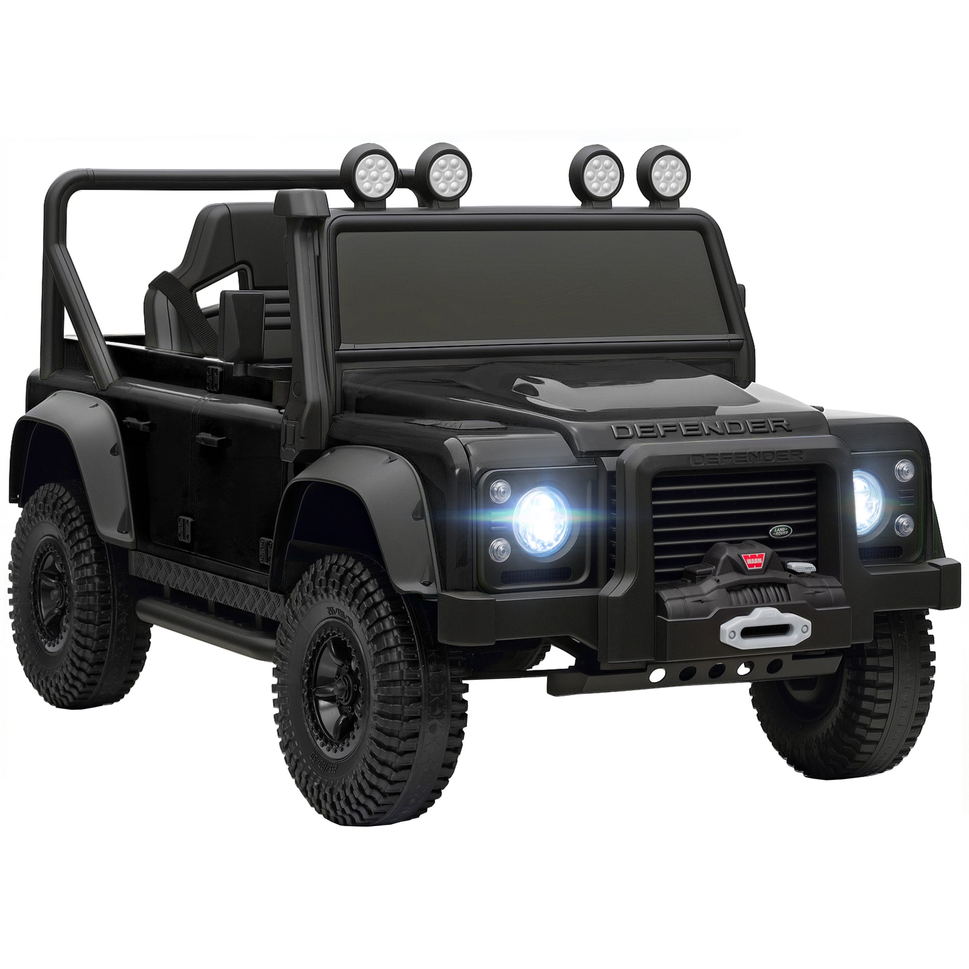 Photo of AIYAPLAY Kids Ride On Car with Remote Control, Music, Horn, 4 Spring Suspension Wheels, LED Lights for 3-5 Years Old, Black in Black colour on a white background