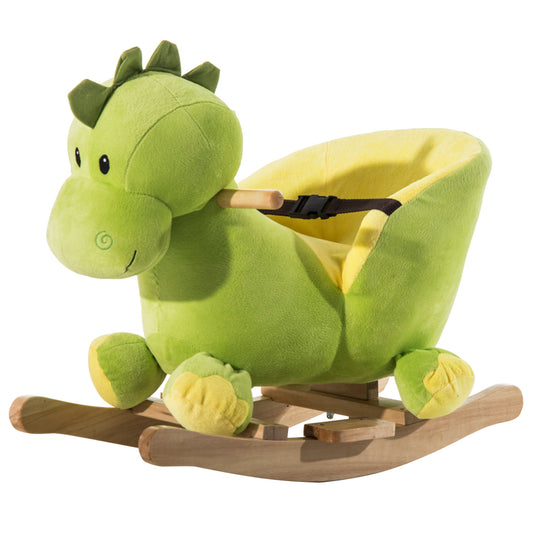 Photo of HOMCOM Kids Rocking Horse, Plush Ride-On Dinosaur Seat, with Seat Seat Belt, 32 Songs, Ride-On Horse in Horse colour on a white background