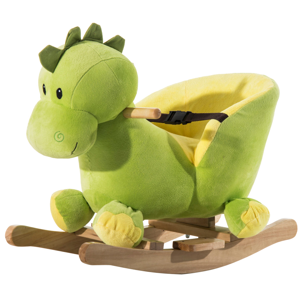Photo of HOMCOM Kids Rocking Horse, Plush Ride-On Dinosaur Seat, with Seat Seat Belt, 32 Songs, Ride-On Horse in Horse colour on a white background