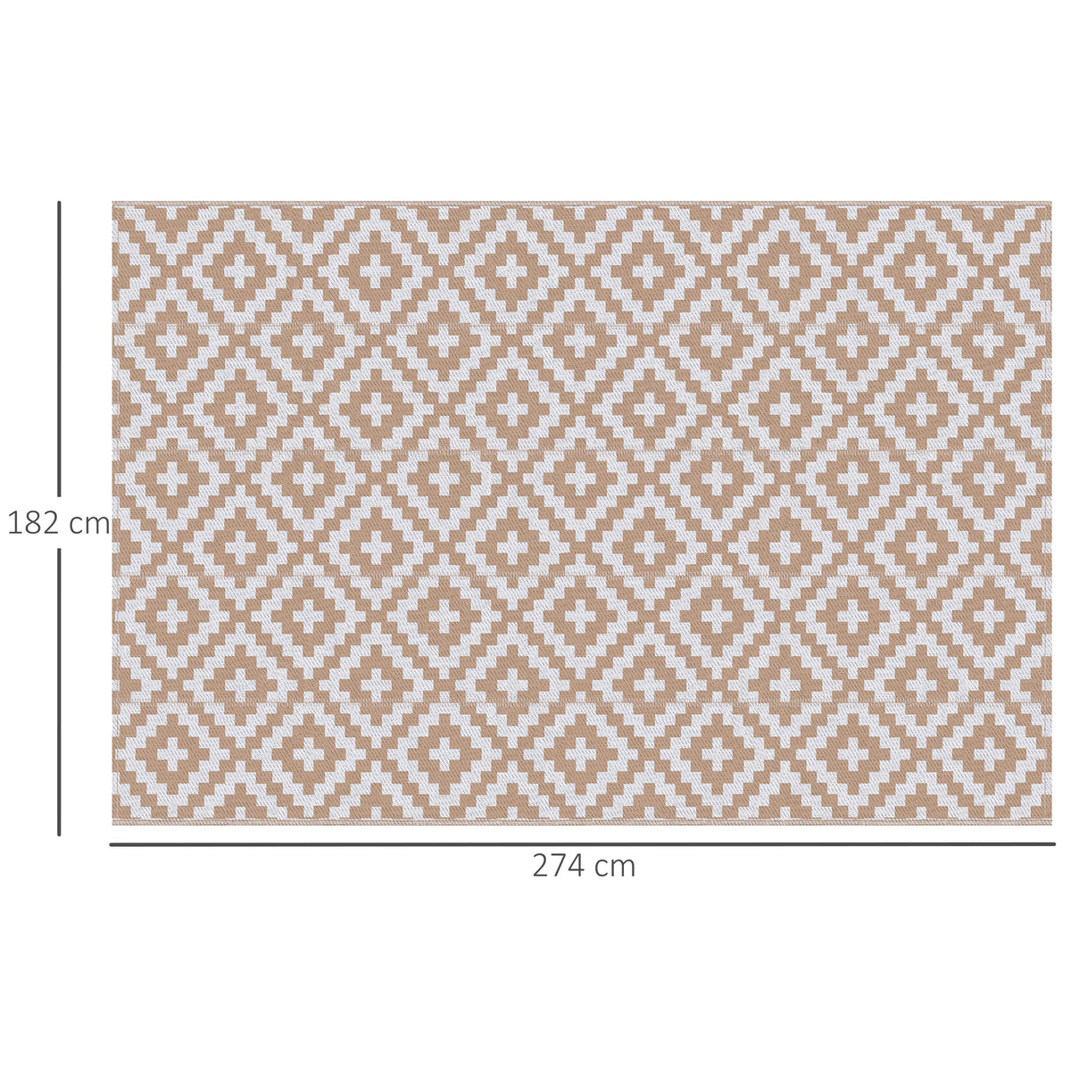 Outsunny Outdoor Rug Reversible Mat Plastic Straw Rug Portable RV Camping Mat for Garden Deck Picnic Indoor, 182 x 274 cm (6 x 9 ft), Coffee & White