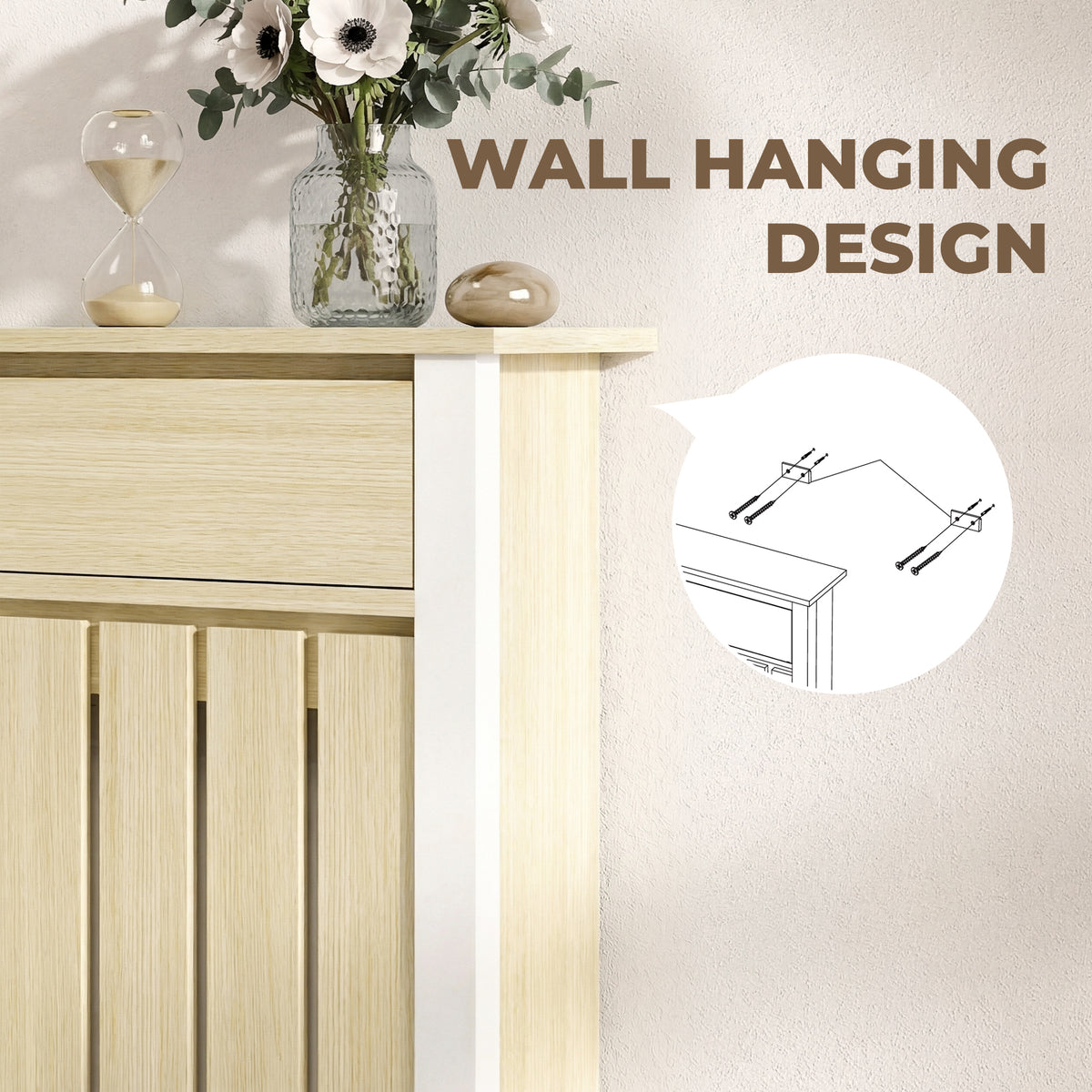 HOMCOM 93 x 88.5cm Rustic-Look Radiator Cover - Oak