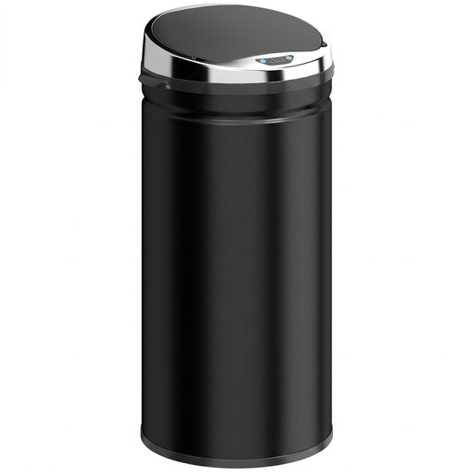 Photo of HOMCOM 42L Automatic Motion Sensor Rubbish Bin with Fingerprint Resistant, Stainless Steel, Black in Black colour on a white background