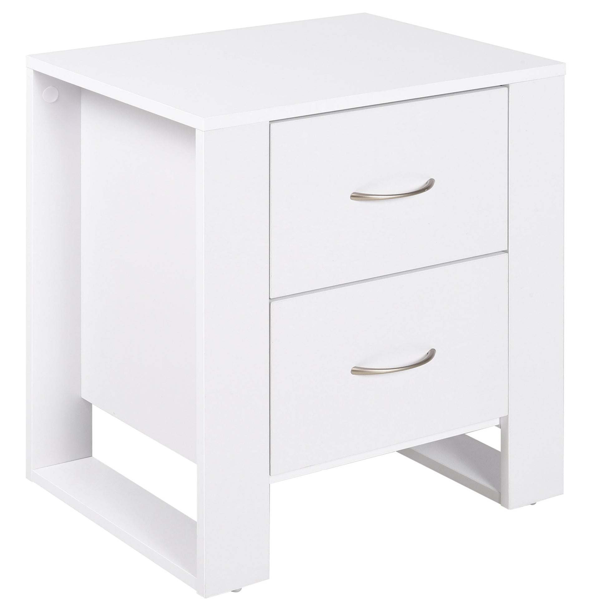Photo of HOMCOM Bedside Table with 2 Drawers, Nightstand with Handles and Elevated Base, Side Table for Bedroom, Living Room, White in White colour on a white background