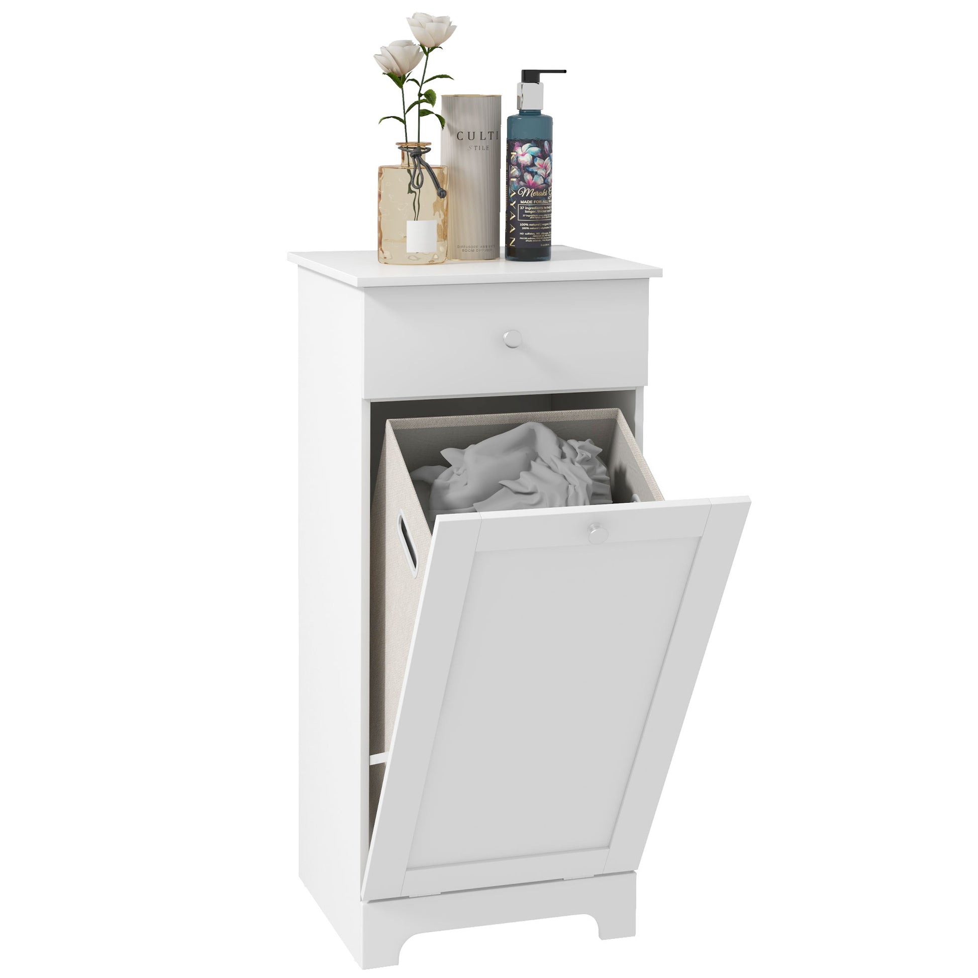 Photo of HOMCOM Single Hamper Laundry Storage Cabinet - White in White colour on a white background