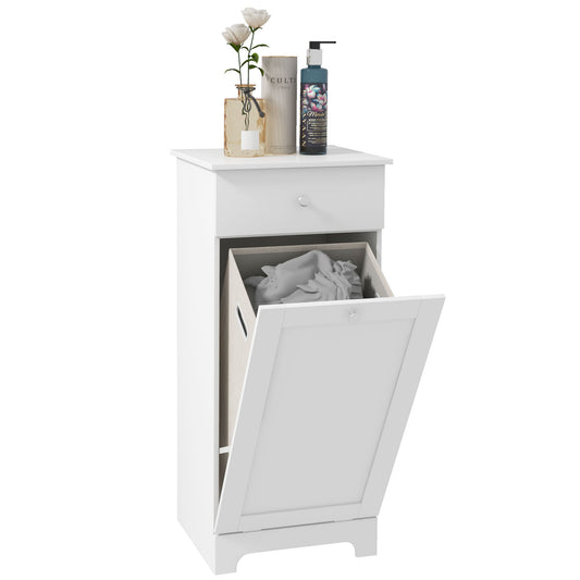 Photo of HOMCOM Single Hamper Laundry Storage Cabinet - White in White colour on a white background