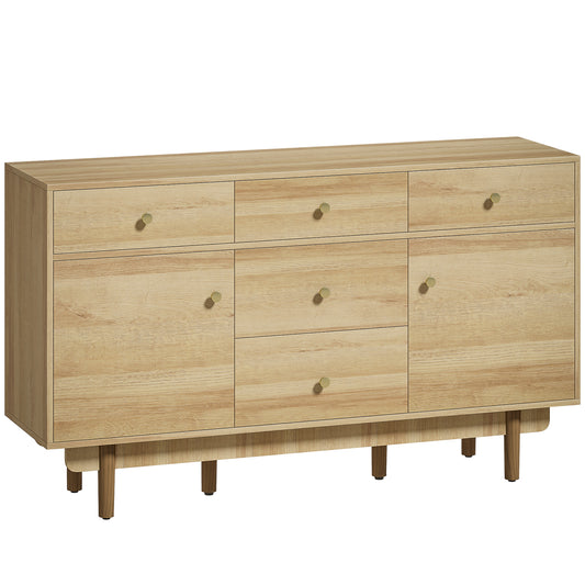 Photo of HOMCOM Sideboard with 5 Drawers and 2 Cabinets Buffet Cabinet with Solid Wood Legs 136 cm Walnut in Walnut colour on a white background