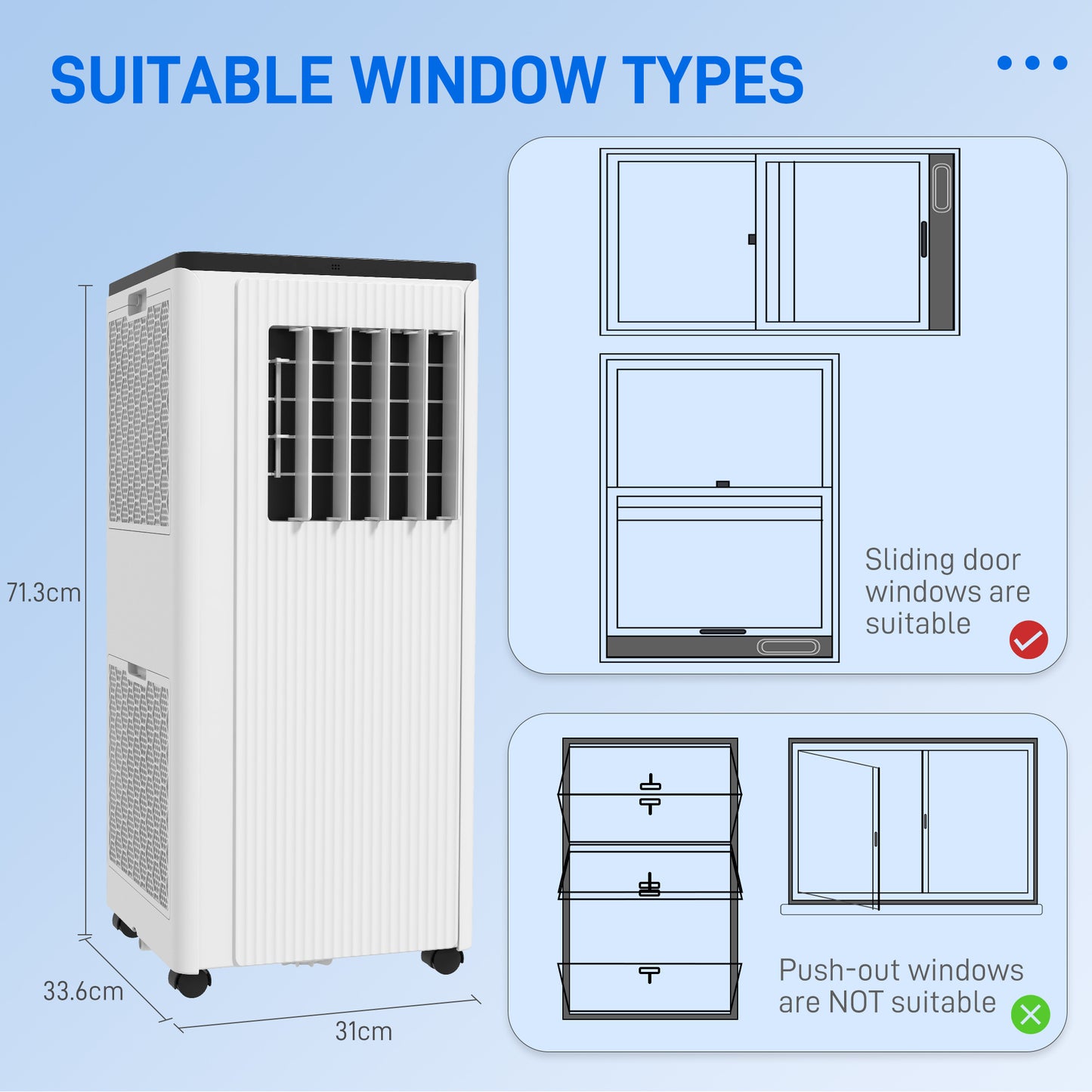 HOMCOM 7,000 BTU App-Controlled Mobile Air Conditioner, 15m² Radius - White