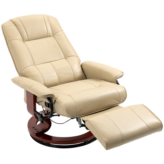 Photo of HOMCOM Reclining Swivel Chair, with Footrest - Cream White in White colour on a white background