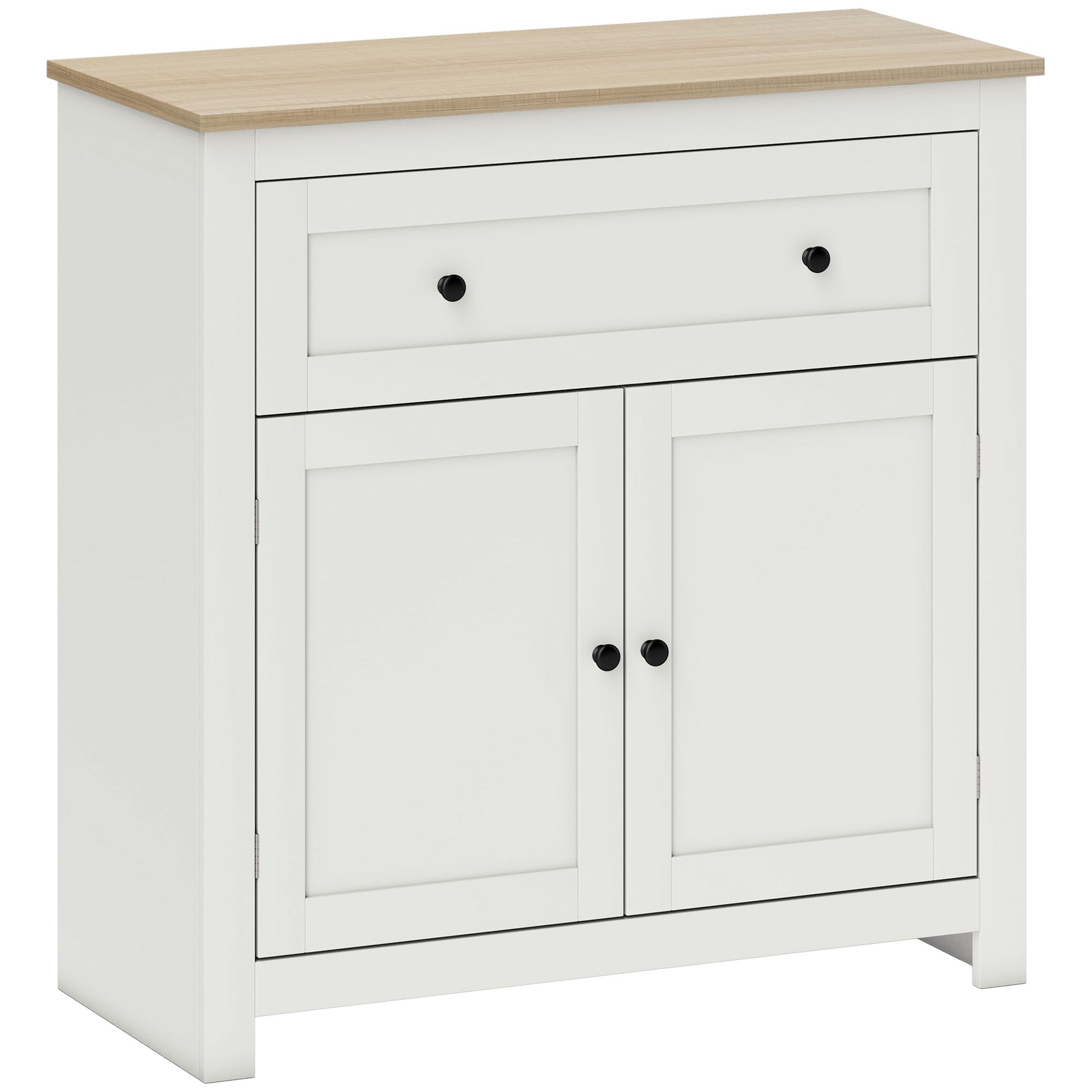 Photo of HOMCOM Sideboard Storage Cabinet, Modern Kitchen Cupboard with Adjustable Shelf, Drawer and Double Doors, Cream White in White colour on a white background