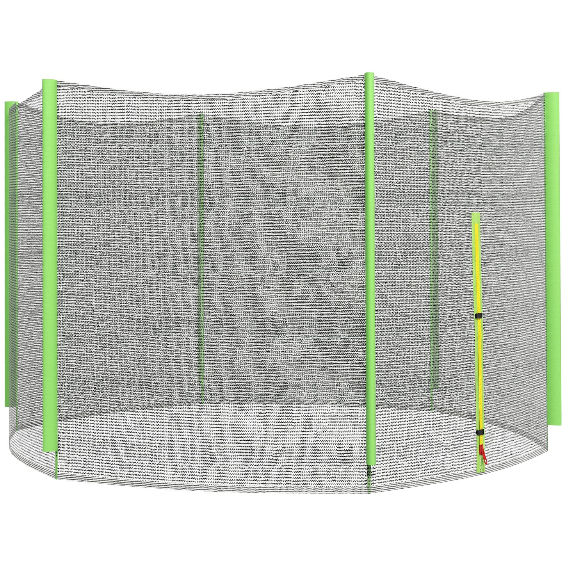 Photo of SPORTNOW 8ft Trampoline Net Replacement with 6 Plastic Pole Covers, Weather-Resistant Trampoline Netting Replacement with Zipped Entrance, Poles Not Included, Green in Green colour on a white background