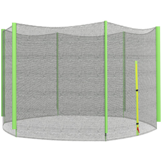 Photo of SPORTNOW 8ft Trampoline Net Replacement with 6 Plastic Pole Covers, Weather-Resistant Trampoline Netting Replacement with Zipped Entrance, Poles Not Included, Green in Green colour on a white background